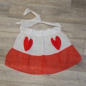 Vintage Valentine's Day Apron with Red Hearts Pockets